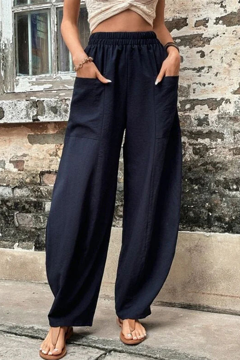 Casual dagelijkse stevige zak losse hoge taille Harlan effen kleur broek (11 kleuren)