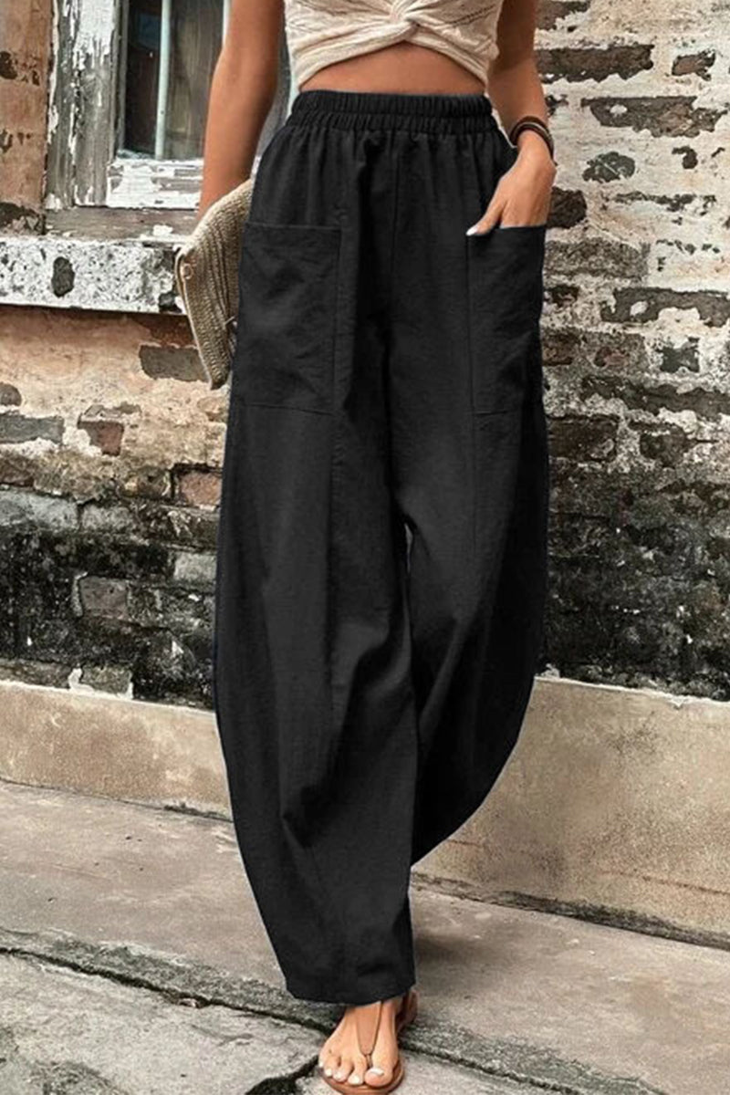 Casual dagelijkse stevige zak losse hoge taille Harlan effen kleur broek (11 kleuren)