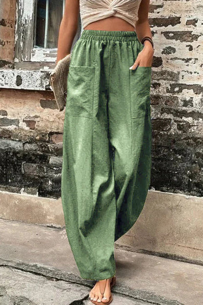 Casual dagelijkse stevige zak losse hoge taille Harlan effen kleur broek (11 kleuren)