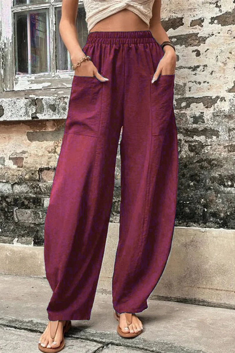 Casual dagelijkse stevige zak losse hoge taille Harlan effen kleur broek (11 kleuren)