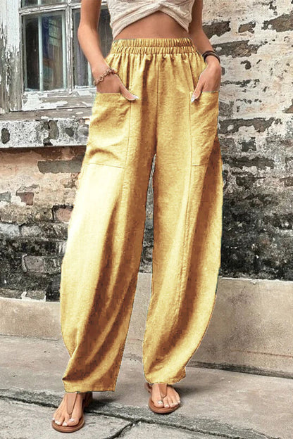 Casual dagelijkse stevige zak losse hoge taille Harlan effen kleur broek (11 kleuren)