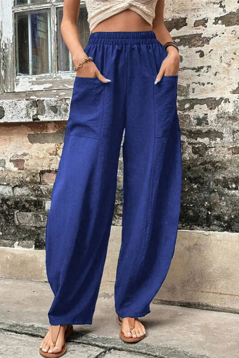 Casual dagelijkse stevige zak losse hoge taille Harlan effen kleur broek (11 kleuren)