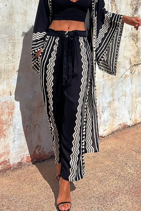 Geometrische print Patchwork Loose Mid Waist Harlan Patchwork broekje