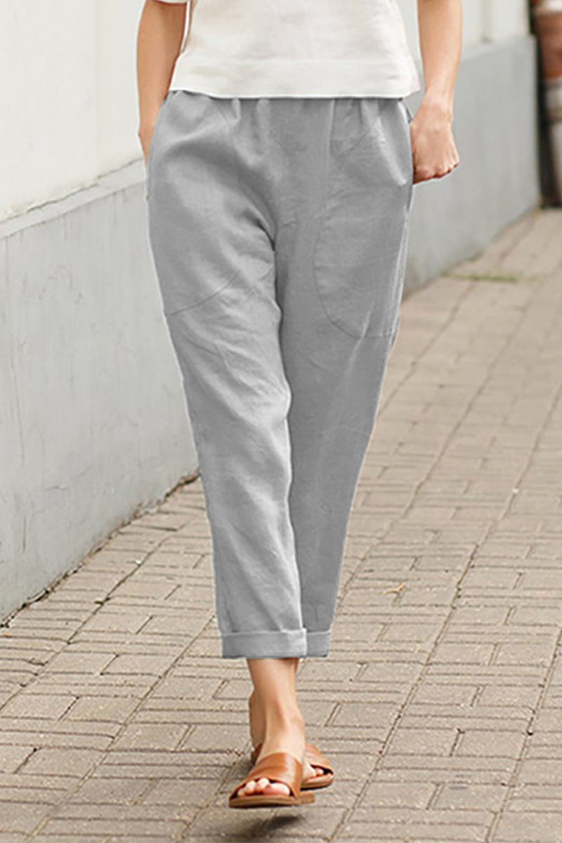 Casual Mid Waist effen kleur broek (7 kleuren)