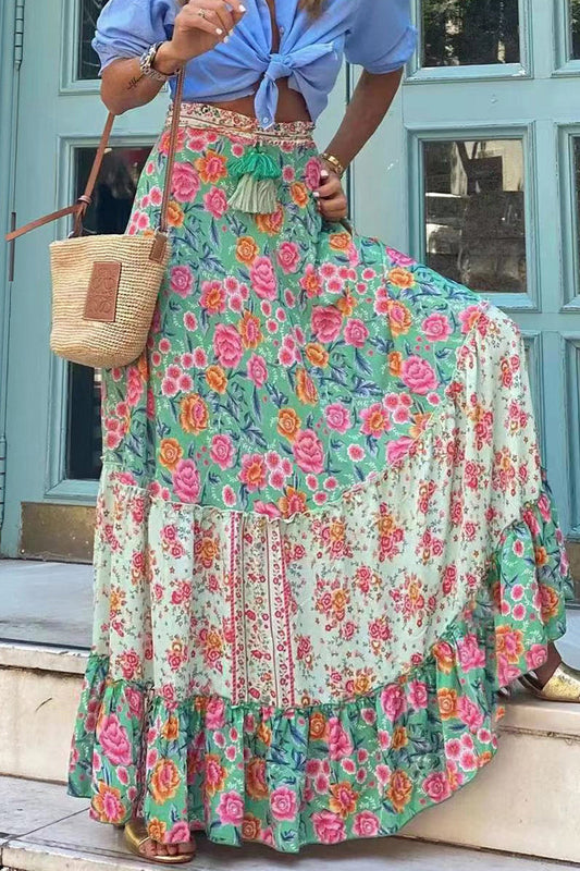 Vakantie Bloemen Patchwork Losse Hoge Taille Type A Volledig Bedrukt Broekje