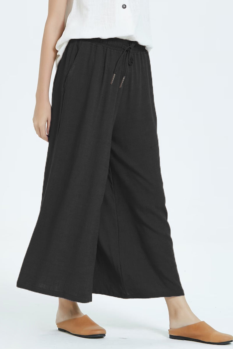 Casual eenvoud solide maken oude losse hoge taille wijde pijp effen kleur broekje (8 kleuren)
