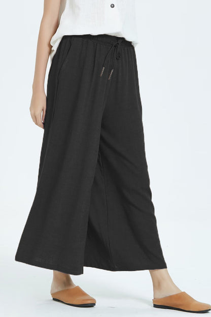 Casual eenvoud solide maken oude losse hoge taille wijde pijp effen kleur broekje (8 kleuren)