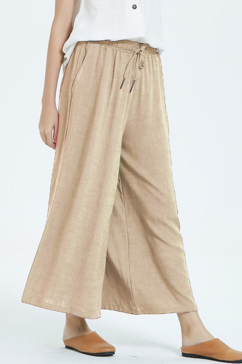 Casual eenvoud solide maken oude losse hoge taille wijde pijp effen kleur broekje (8 kleuren)