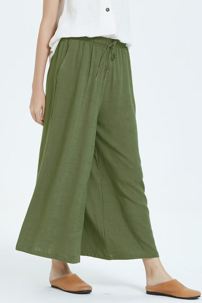 Casual eenvoud solide maken oude losse hoge taille wijde pijp effen kleur broekje (8 kleuren)
