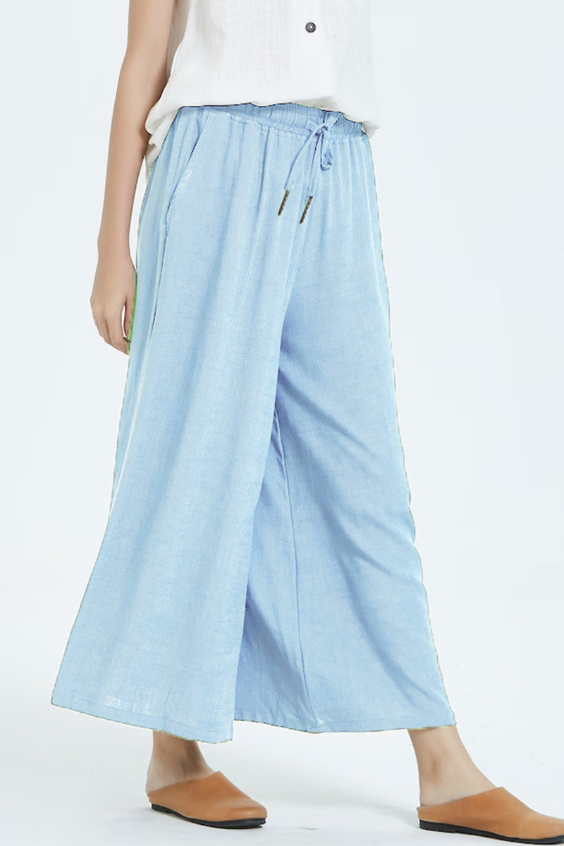 Casual eenvoud solide maken oude losse hoge taille wijde pijp effen kleur broekje (8 kleuren)
