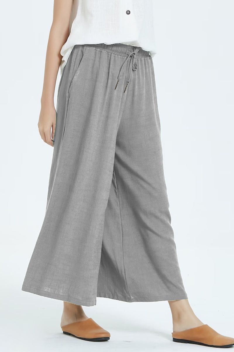 Casual eenvoud solide maken oude losse hoge taille wijde pijp effen kleur broekje (8 kleuren)