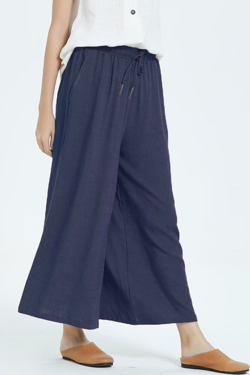 Casual eenvoud solide maken oude losse hoge taille wijde pijp effen kleur broekje (8 kleuren)