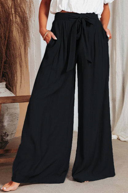 Casual Solid Pocket Frenulum Los Hoge Taille Brede Pijp Effen Kleur Broekje