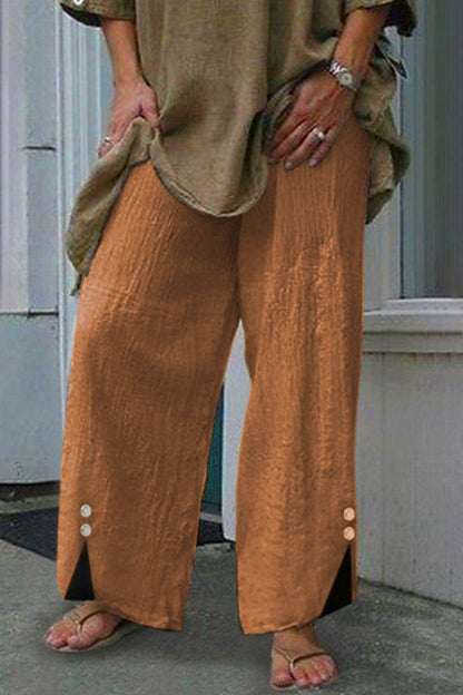 Casual Solid Knopen Loose Mid Waist Rechte Eenkleurige Onderbroek