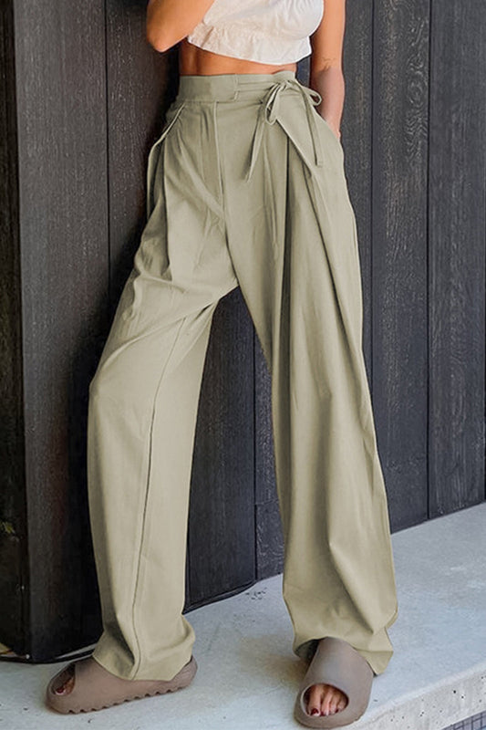 Casual Solid Frenulum Los Hoge Taille Recht Effen Broekje