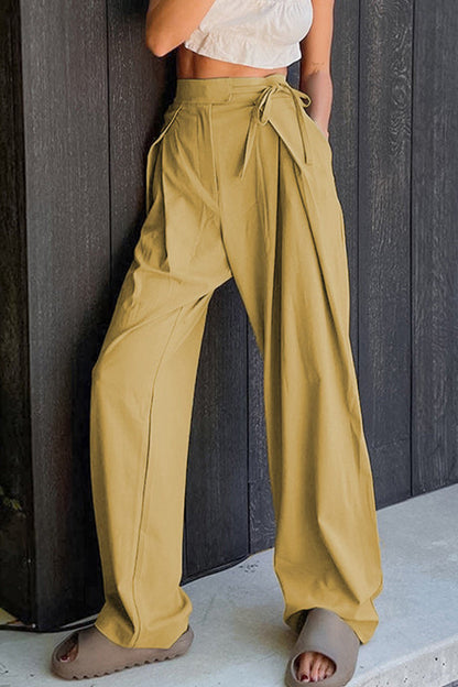 Casual Solid Frenulum Los Hoge Taille Recht Effen Broekje