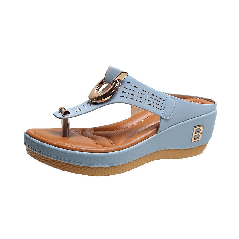 ADELAIDE | Leren Wedge Sandalen