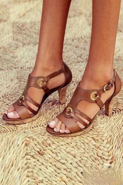Mariana sandalen met holle hak en meerdere bandjes