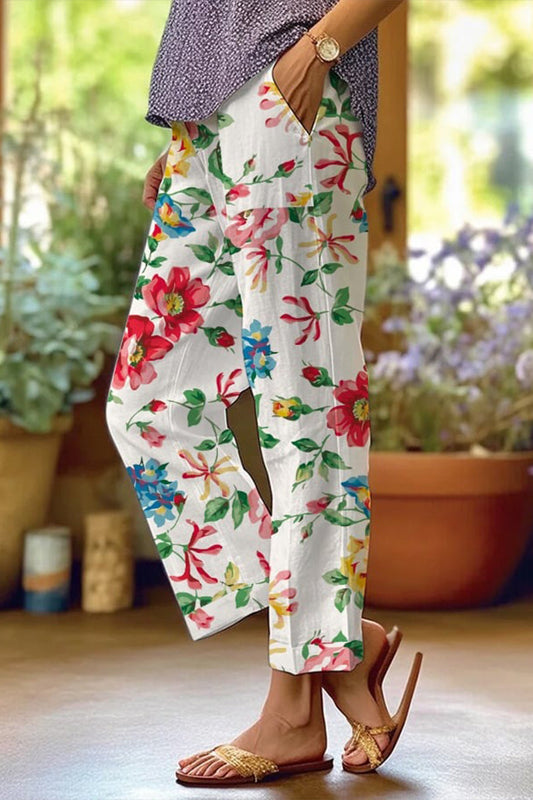 Floral Patchwork Losse Mid Taille Rechte Volledige Print Zwembroekjes (6 Kleuren)