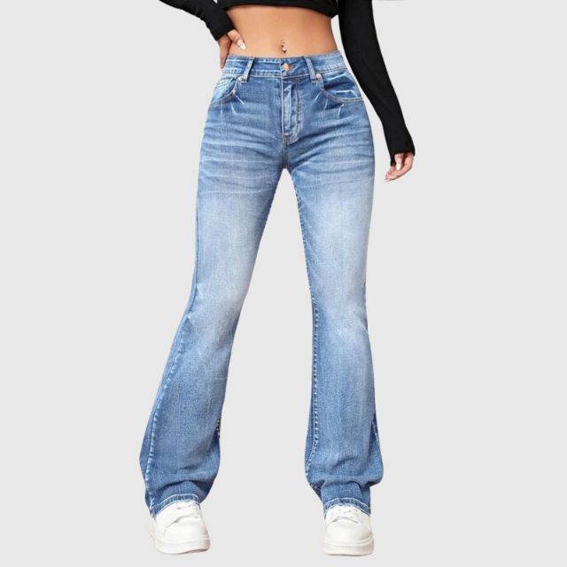 Camille - Uitlopende jeans met hoge taille en lichte wassing