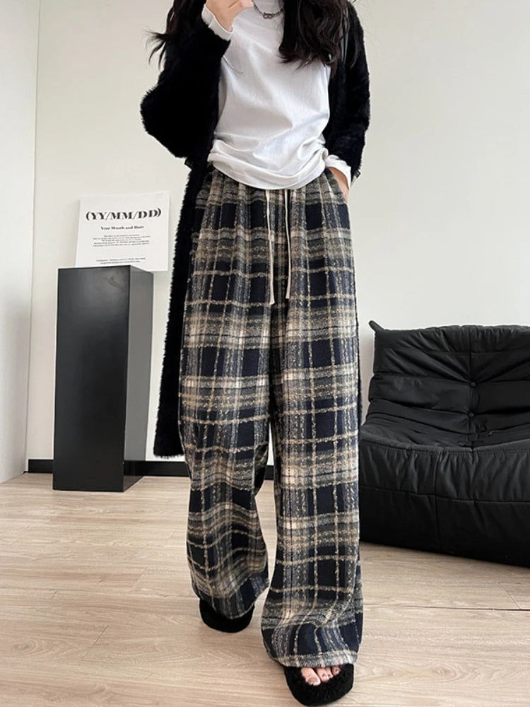 Tara | Vintage ruit broek van wol