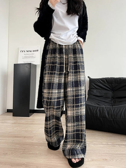 Tara | Vintage ruit broek van wol