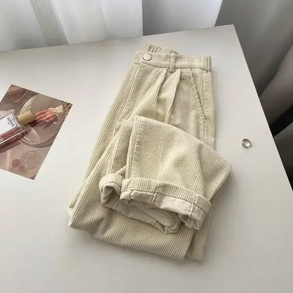 Retro corduroy broek met hoge taille voor dames