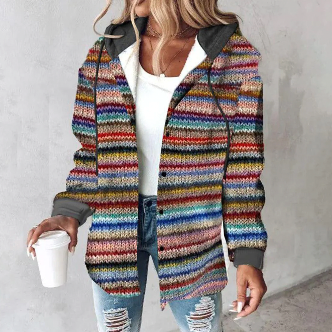 Dames Warm Hooded Vest met knoopsluiting