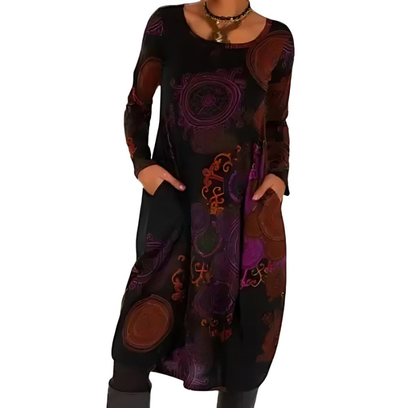 Novaris™ Elegante Boho Winterjurk met Lange Mouwen en Zakken
