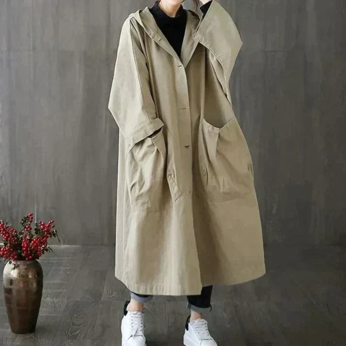 Winddichte oversized trenchcoat met zakken voor dames