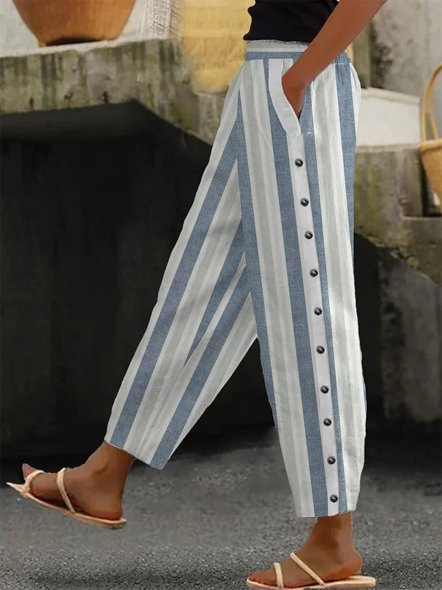 Losse, casual broek met streeppatroon