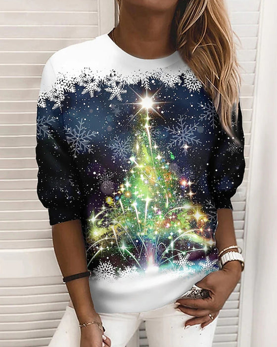 Sweater - met ronde hals en kerstprint