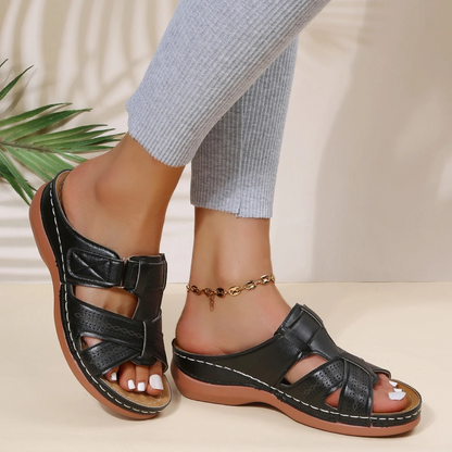 Sofie | Leren dames sandalen met open teen