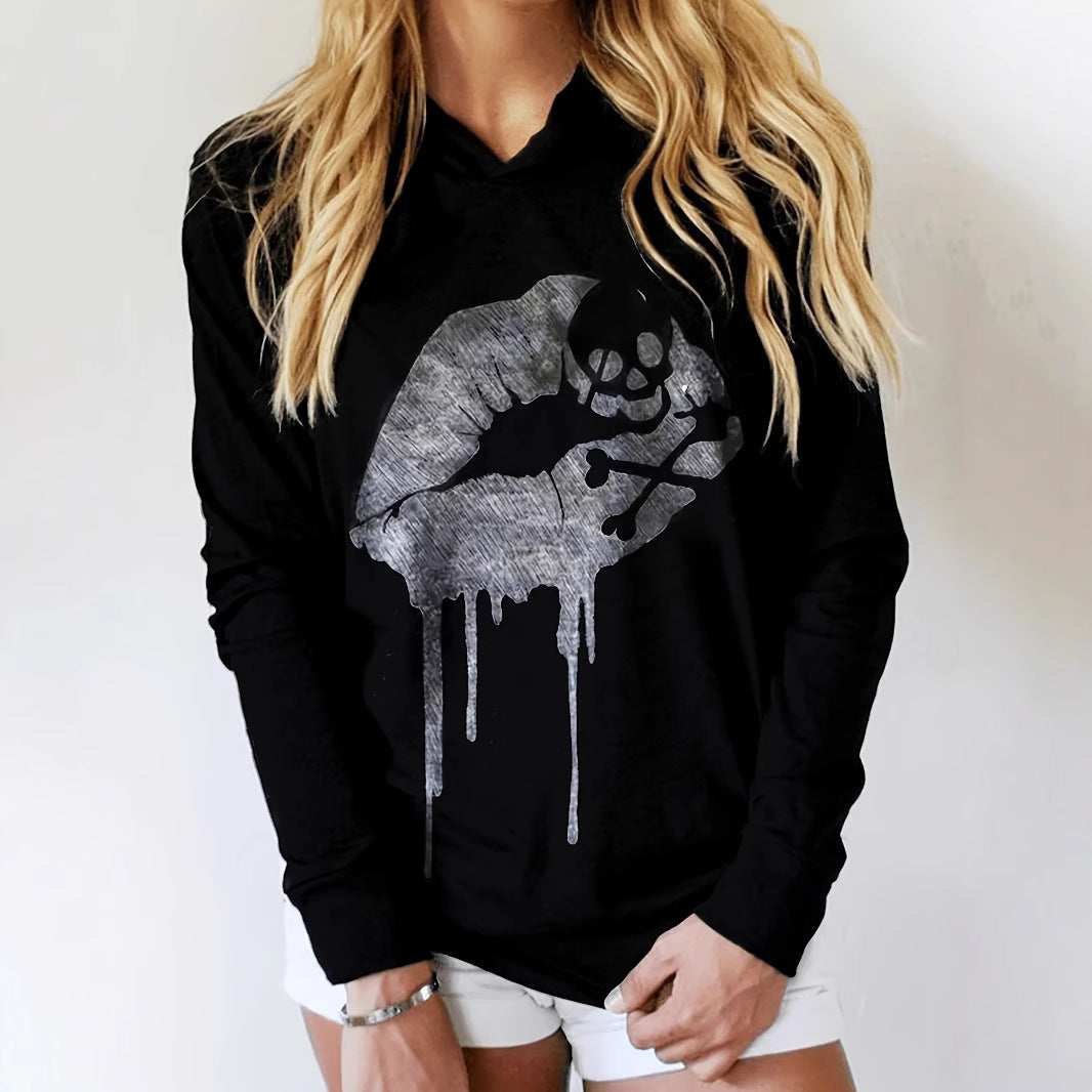 Heidi Mode | Gothic-Print Long-Hoodie Dames