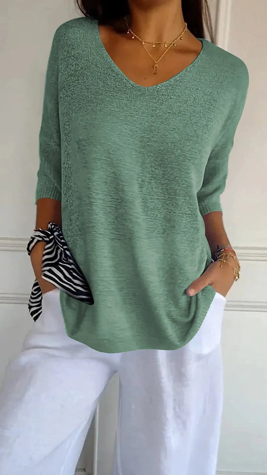 Ronja Comfortabele gebreide tanktop met Vhals