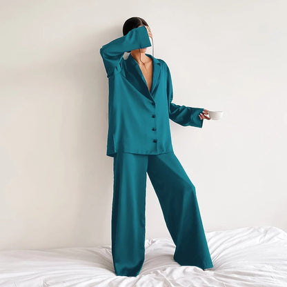 Zijdeachtige elegantie oversized pyjamaset - Belen