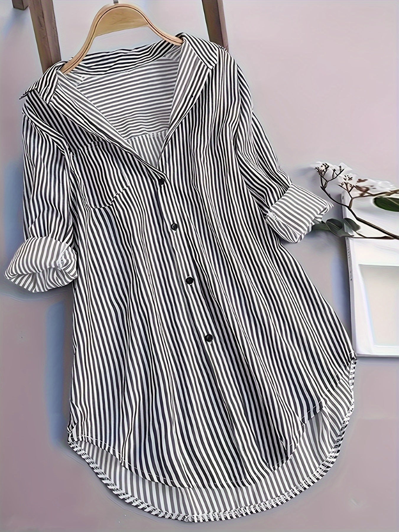 Bernardina Blouse | Lange Gestreepte Bedrukte Blouse