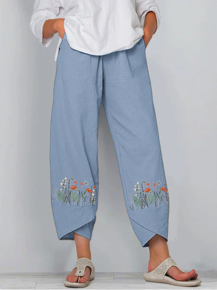 Broek met print en elastische tailleband
