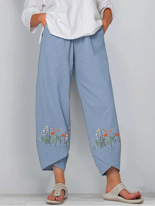 LD | Broek met print en elastische tailleband