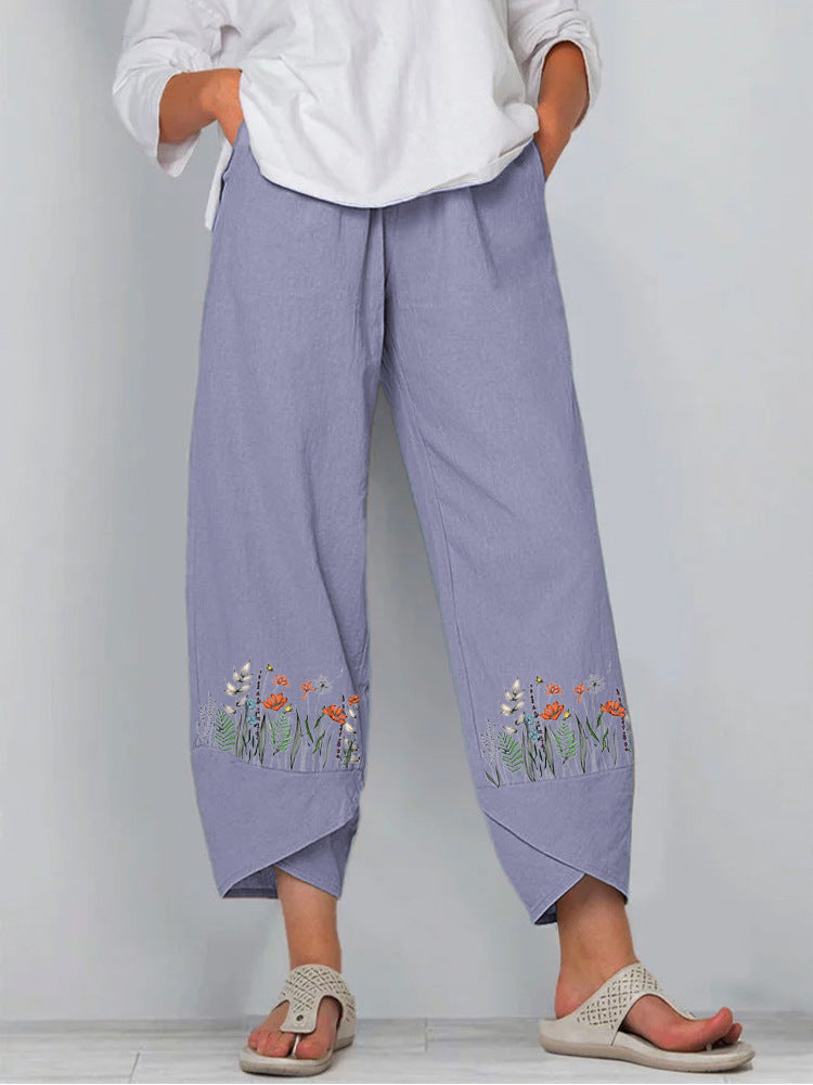 Broek met print en elastische tailleband