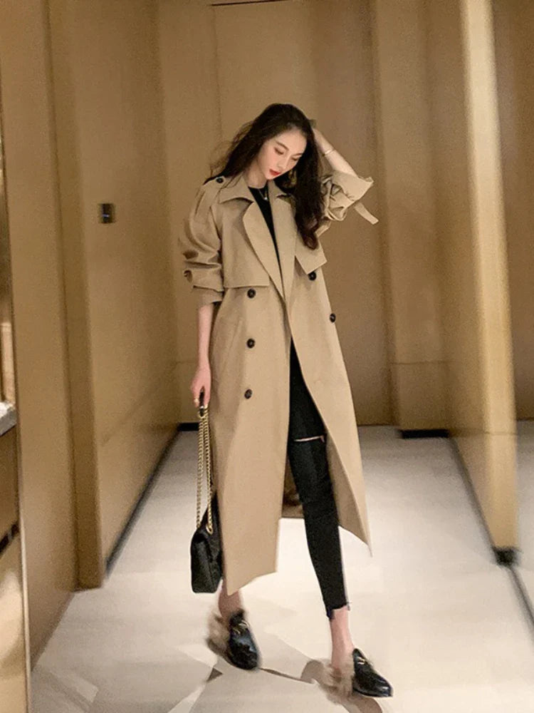 Yvette - elegante lange trenchcoat