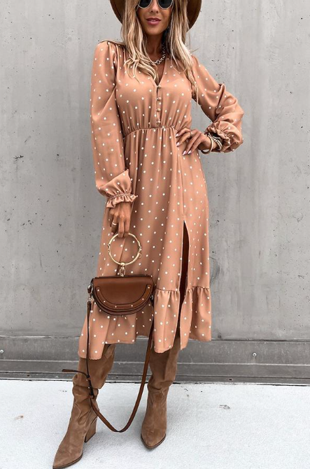 Midi-jurk Nisha met knopen en split