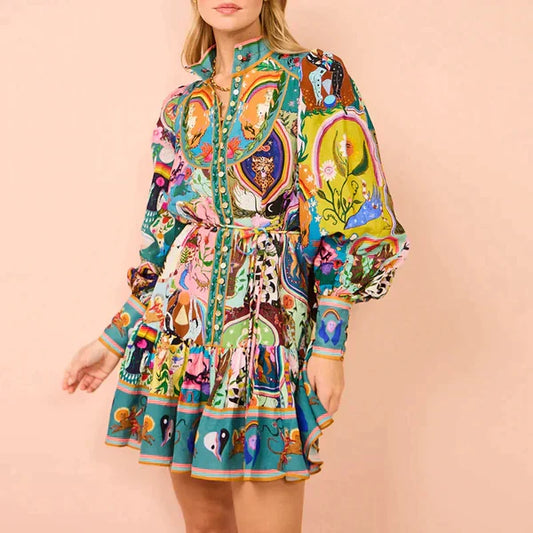 Willa - Comfortabele mini-jurk met volle mouwen