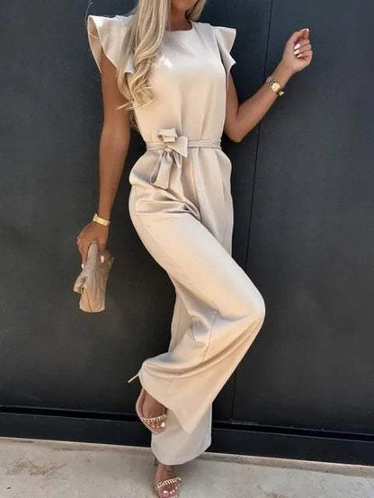 Jumpsuit Dames Elegante Ruches Zacht, Ademend, VHals Perfect voor Bruiloften