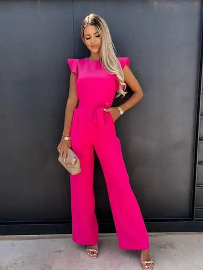 Jumpsuit Dames Elegante Ruches Zacht, Ademend, VHals Perfect voor Bruiloften