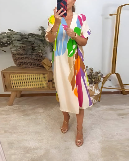 Casual jurk met opvallend bladmotief, ideaal voor dagelijks gebruik.