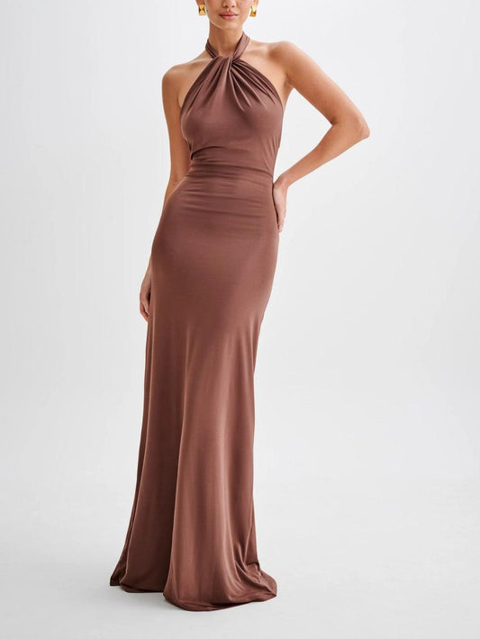 Lange jurk met halflange mouwen en elegante stijl voor speciale gelegenheden