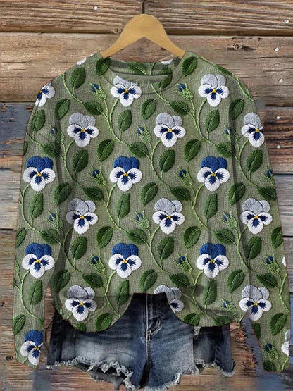 Sharon | Sweatshirt met grafisch bloemenpatroon