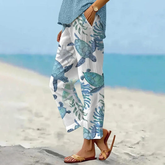 Schattige blauwe broek met zijzakken