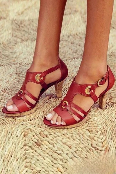 Mariana sandalen met holle hak en meerdere bandjes